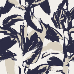 Neutral Colour Abstract Floral Seamless Pattern Design
