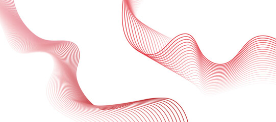 Fototapeta premium Flowing wave red lines design on white abstract background.