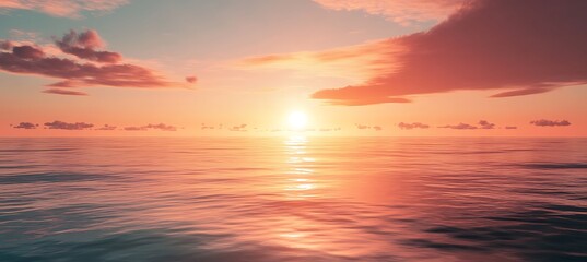 Fototapeta premium A Calm Ocean at Sunset with Gentle Waves Reflecting the Golden Glow of the Dusk Sky