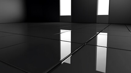 Reflective Black Floor Modern Room Design