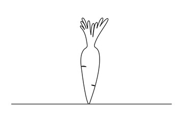 Carrot single-line art elegantly depicts the shape of a carrot with a single continuous line, highlighting its natural form and simplicity