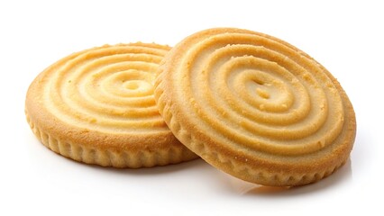 Minimalist Danish Butter Cookies, Round Cookies Isolated, White Background, Food Photography, Baking, Sweet Treat