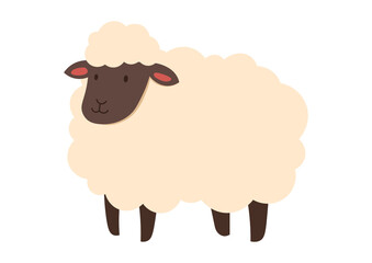 A vibrant and detailed illustration of a farm animal Sheep. Perfect for agricultural themes, farm-related content and countryside illustrations. Ideal for use in children’s books and posters