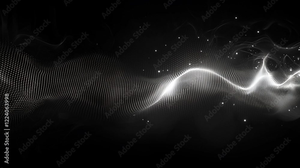 Aufkleber abstract grayscale wave particle background.