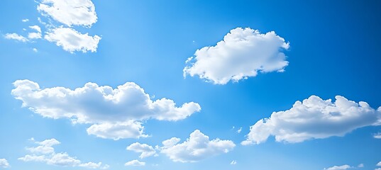 Bright Clear Blue Sky with Puffy Clouds Offering a Peaceful and Calm Outdoor View on a Perfect Day