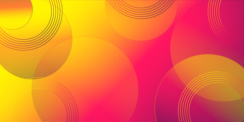 Modern abstract gradian background with transparent layers circle shape with shadow. pink and yellow technology concept background. abstract template design Banner Pattern texture concept.
