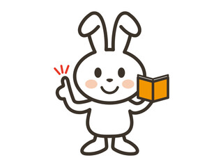 メモを見て説明をするかわいい白いうさぎさんのイラスト