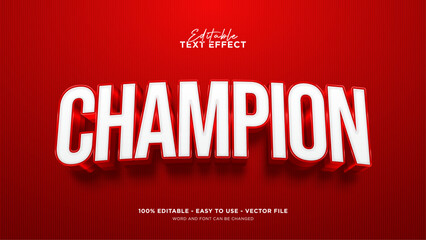 Editable champion 3d text effect, winner text effect template