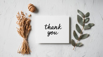 Naklejka premium Artistic letter design thank you card soft grey theme home decor