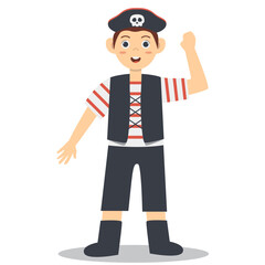 Cute Children Pirate Character. Isolated on White Background.