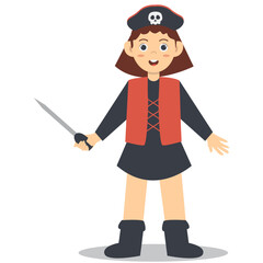 Cute Children Pirate Character. Isolated on White Background.