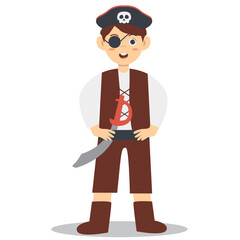 Cute Children Pirate Character. Isolated on White Background.
