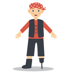 Cute Children Pirate Character. Isolated on White Background.