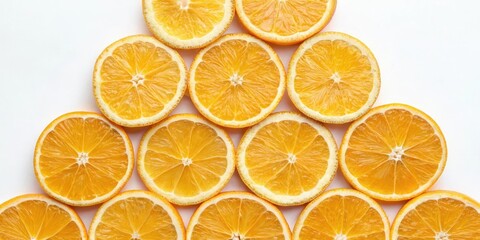 Obraz premium A stylized arrangement of sliced oranges forms a geometric pattern that adds texture and visual interest to any room, stylized designs, abstract art, , colorful textures