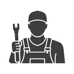 Illustration of a Silhouetted Laborer in Work Clothes
