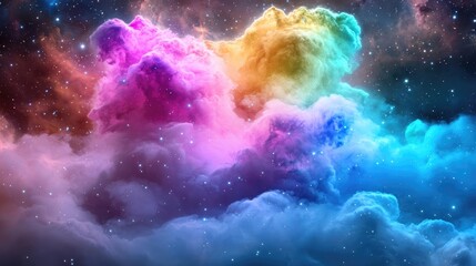 Colorful nebula cosmic cloudscape, starry night sky background, space exploration, science fiction art