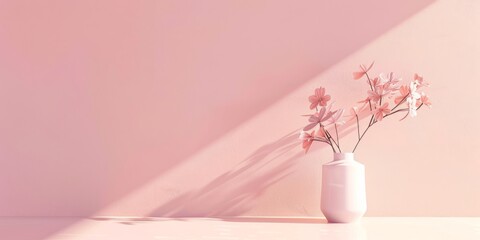 A minimalist aesthetic featuring a light pastel coral backdrop, Minimalist design elements arranged symmetrically, Modern minimalist style