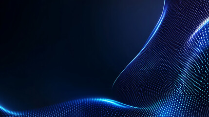 Abstract blue digital wave technology network flowing on dark background futuristic technological concept