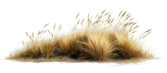 A field of grass with a lot of dirt and debris