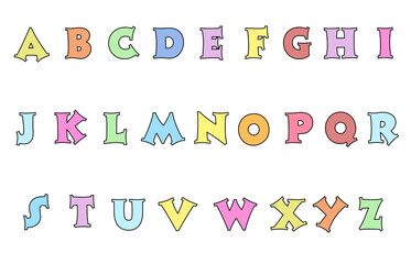 set of colorful line alphabet vector design