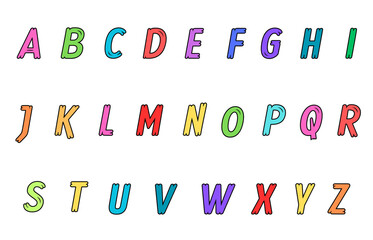 set of colorful line alphabet vector design