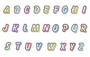set of colorful line alphabet vector design
