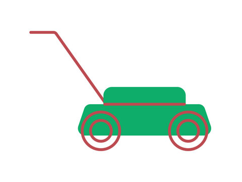 green lawnmower with red handle, wheels clip art preview