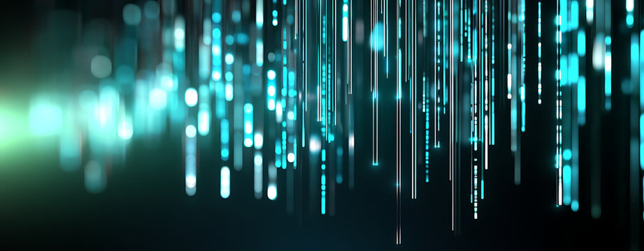 Digital matrix luminous lines glowing technology pattern data stream visualization futuristic cybersecurity concept abstract