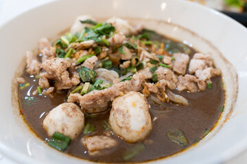 Thailand cuisine thicken soup pork boat noodles