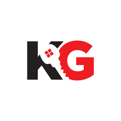 Abstract Letter K and G With Negative Space Key