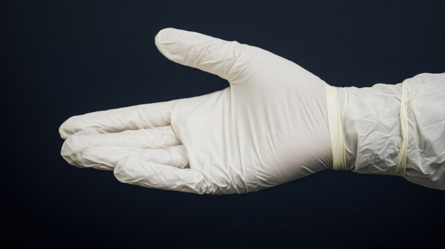 An outstretched hand wearing a white glove underscores elegance and precision in a sophisticated or ceremonial context, set against a dark backdrop