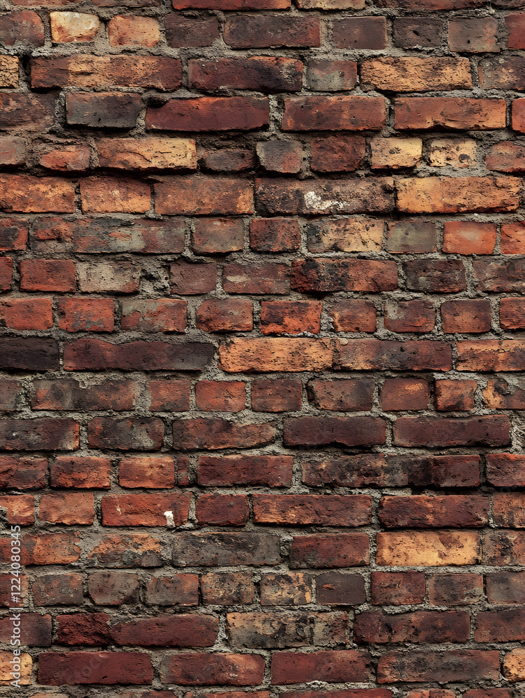 Poster closeup of rustic red brick wall with natural weathered texture : generative ai