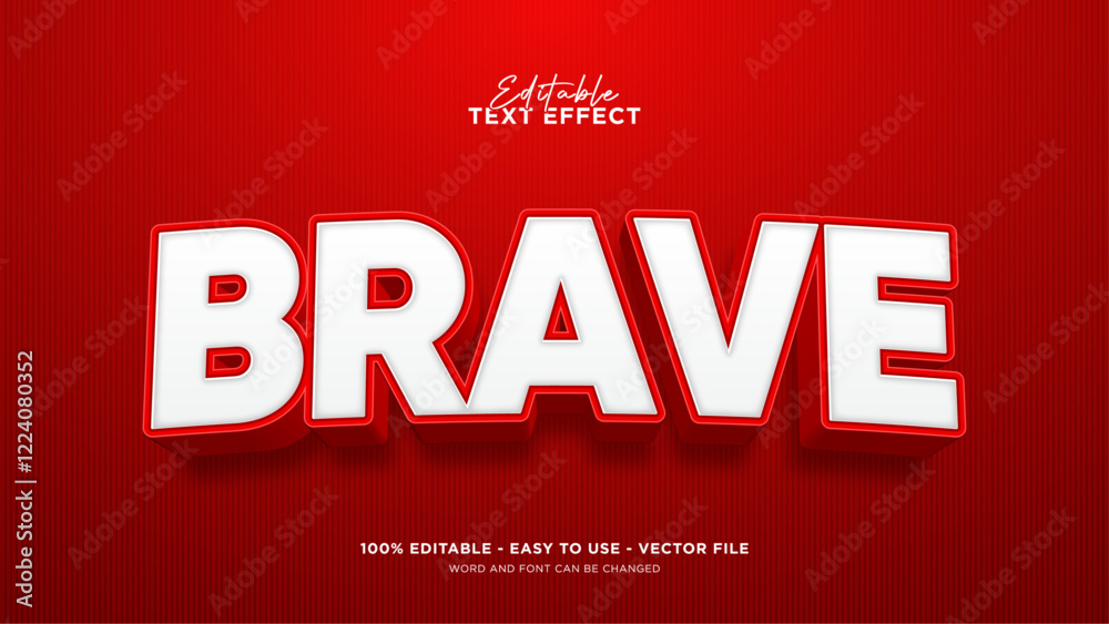 Fototapete editable red 3d text effect, bold text effect template
