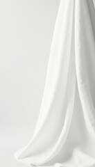 Soft white linen fabric on a plain white background, soft, fabric, white background