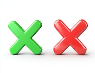 Obraz premium Green checkmark and red X symbols.