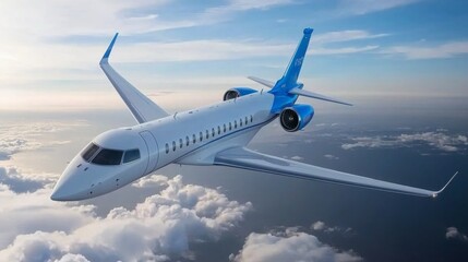 Private jet soaring above clouds aerial view aviation photography skies travel concept