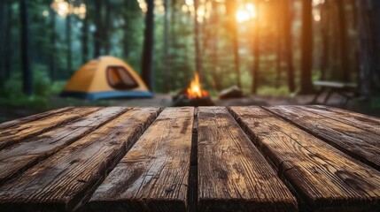 Campsite evening relaxation forest nature scene cozy warm glow serene ambiance for outdoor enthusiasts