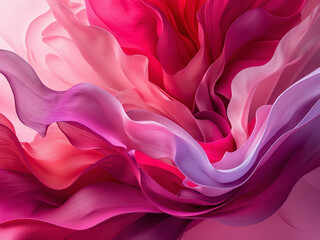 Abstract close-up of flowing pink and purple fabric-like waves, creating a soft and dynamic texture.