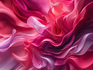 Obraz premium Abstract close-up of flowing pink and purple fabric-like waves, creating a soft and dynamic texture.