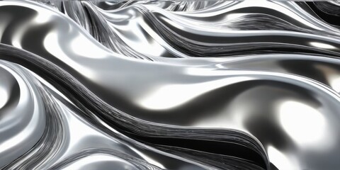 Abstract Digital Art: Wavy Silver Lines with Modern Futuristic Vibe