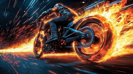 Fiery Motorcycle Speed