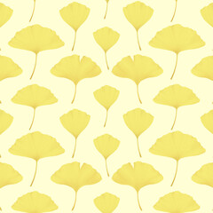 Ginkgo biloba leaf seamless pattern. Autumn leaves seamless pattern