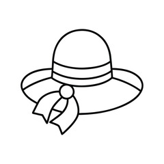 sun hat with a ribbon isolated on white background