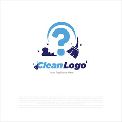 ? initial letter combine with broom for cleaning service, house maintenance, repair, housecleaning, logo vector template concept