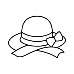 sun hat with a ribbon isolated on white background