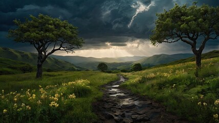 path in the mountains generative ai