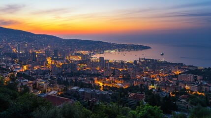 Wide-Angle View of a Luxury Apartment at Sunset