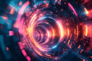 Obraz premium Abstract swirling light tunnel digital art