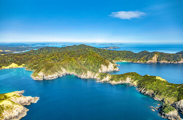 Obraz premium Aerial view of Te Rawhiti Inlet, North Island, New Zealand, Oceania.