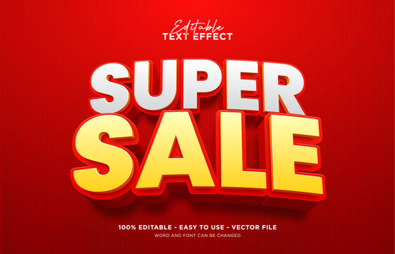 Editable super sale 3d text effect, marketing text effect template